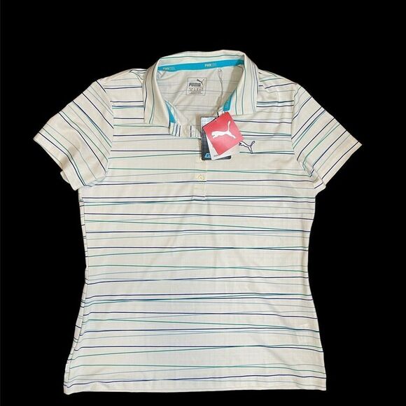 PUMA GOLF Women's Road Map Stripe PC Polo, Dazzling Blue, Medium - Picture 1 of 3